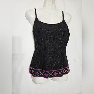 Vintage Laurence Kazar  black seaquin top